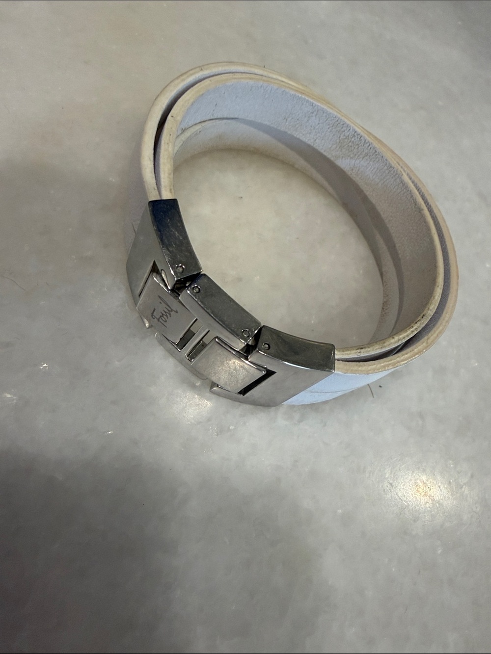 Fossil Leather Bracelet Wrap White